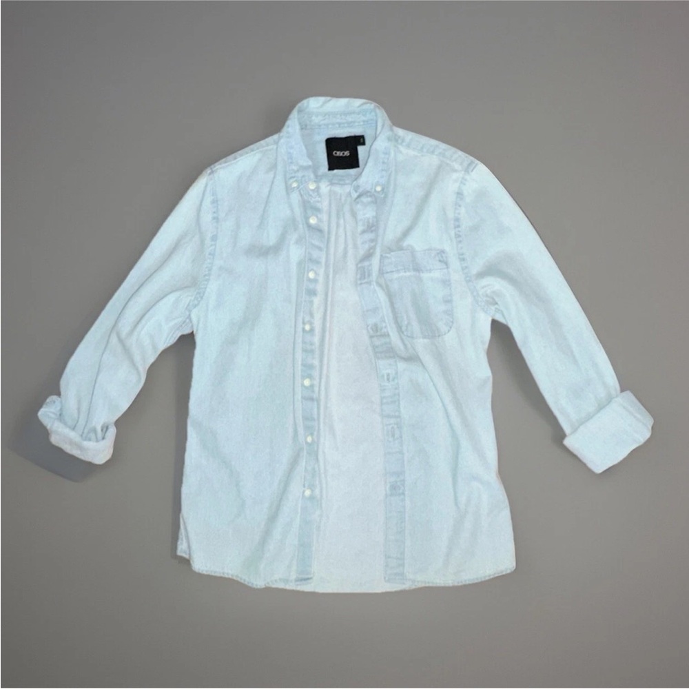 Asos Scalpers Button-Up Light Blue Denim Top Size‎ Small